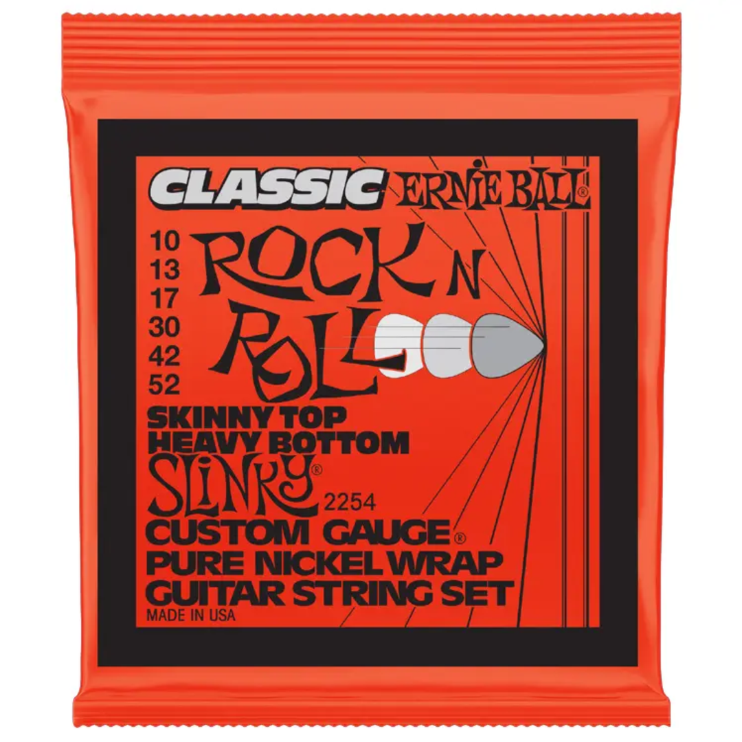 Ernie Ball Classic Rock N' Roll Pure Nickel Guitar String Set - Skinny Top Heavy Bottom Slinky (10-52)