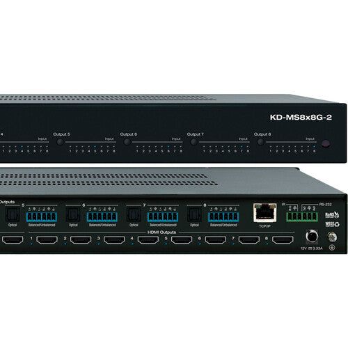 Key Digital KD-MS8x8G-2 8x8 4K HDMI Matrix Switcher w/ Audio Switching & Audio De-Embedding