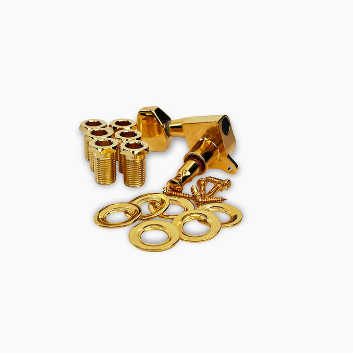 Allparts TK-7113-002 True Tune Mid Size Tuners, 6-in-line, Staggered Posts, Gold