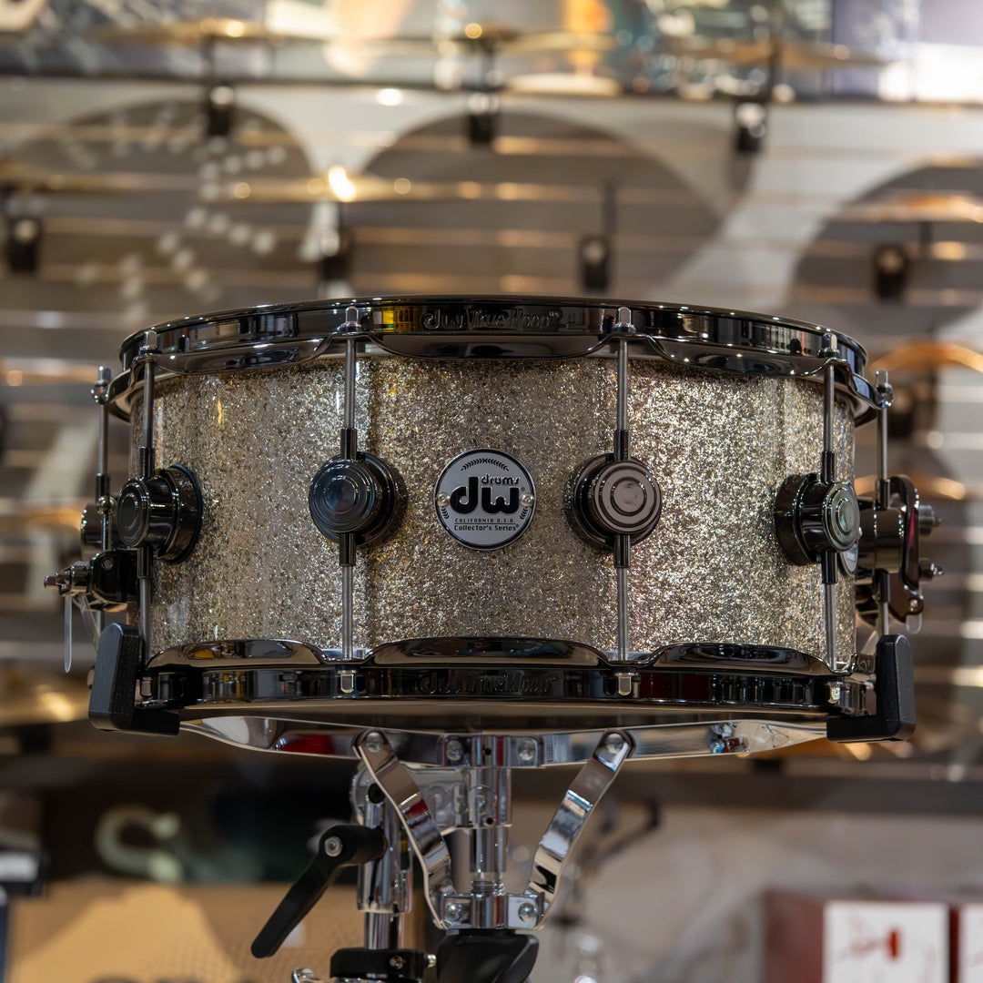 DW DRM10614SSN095 Collectors Maple/Mahogany Nickel Sparkle Glass Snare