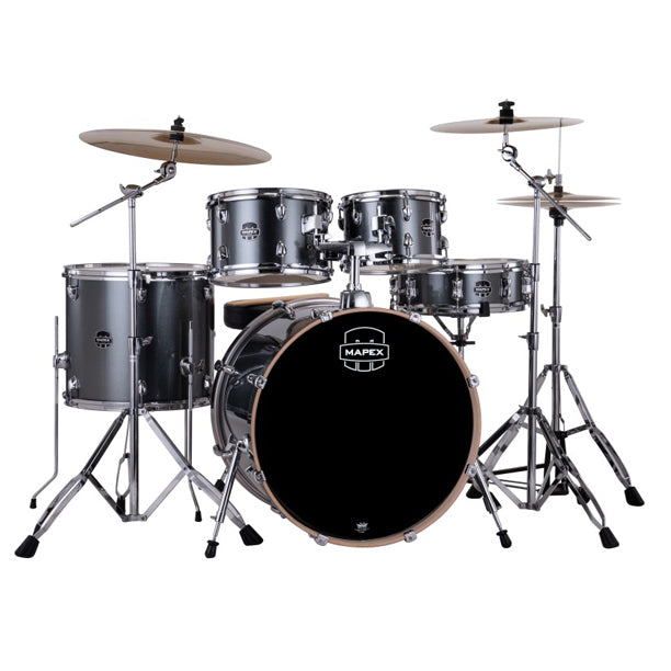 Mapex Venus 5-Piece Drum Kit (22,10,12,16,SD) with Hardware and Cymbals - Steel Blue Metallic