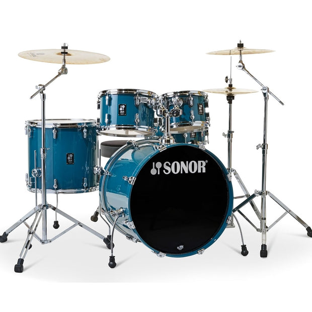 Sonor AQ1 Stage 5-Piece Drum Set (22" BD, 14" S, 10" Tom, 12" Tom, 16" FT, and Hardware Set) - Caribbean Blue