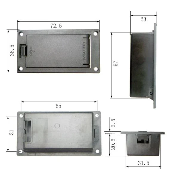 Allparts EP-0926-023 - Small Footprint 9V Battery Box with Battery Lead Clip