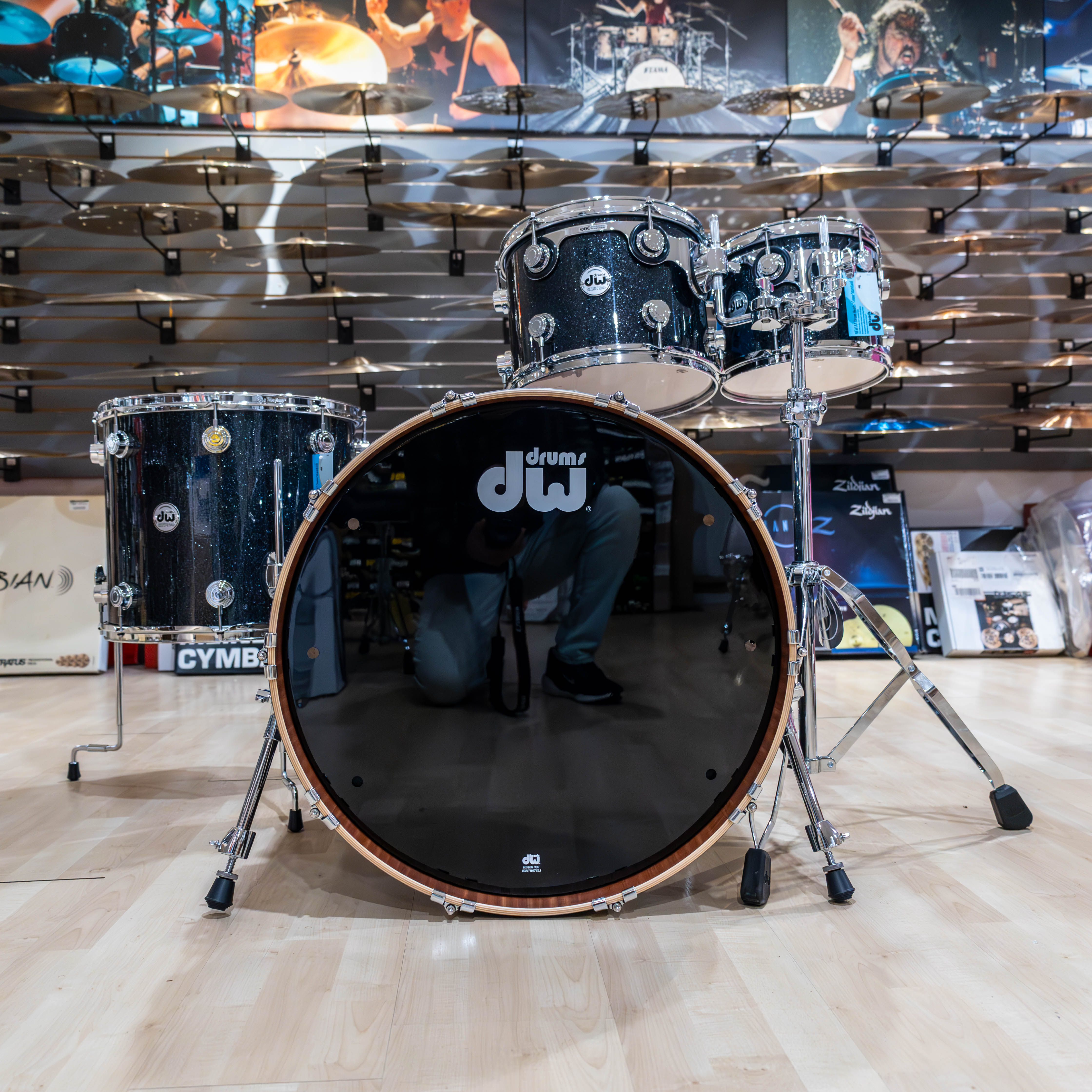 DWEフルセット3 DW Collector's Series Maple Mahogany Black Ice Drum Tom Pack Drum