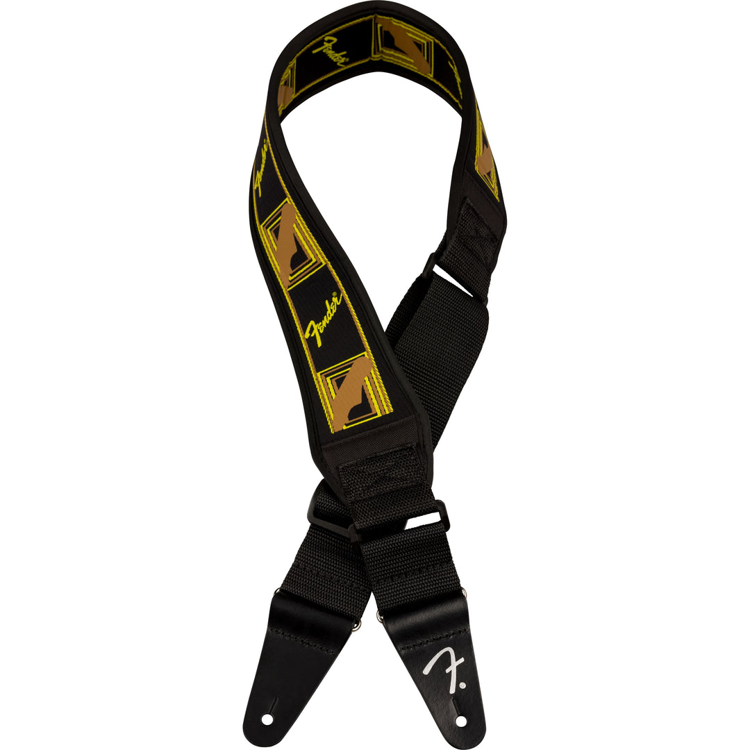 Fender Swell™ Neoprene Strap, Blk/Ylw/Brn Mono, 2.5"