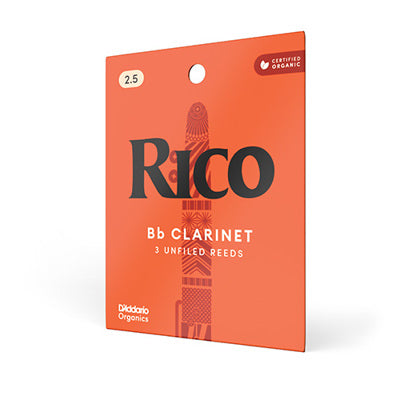 D'addario Rico Organic Bb Clarinet Reeds Strength 2.5 (3-Pack)