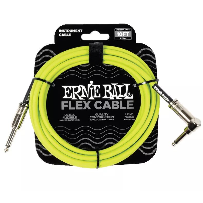Ernie Ball 6465EB Flex Instrument Cable Straight/Angle 10' - Green