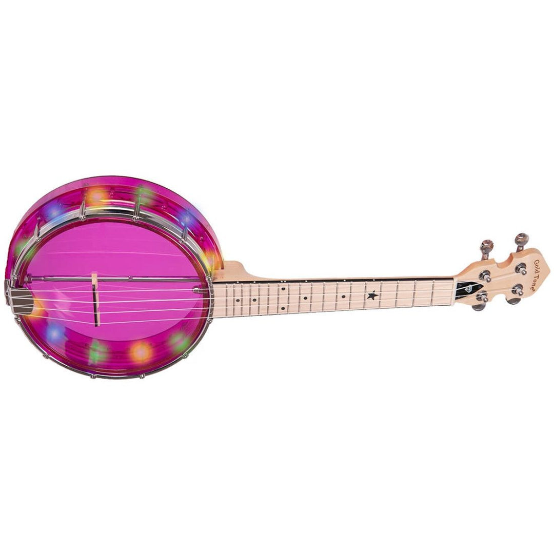 Gold Tone Light-Up Little Gem See-Through Banjo-Ukulele with Lights - Amethyst