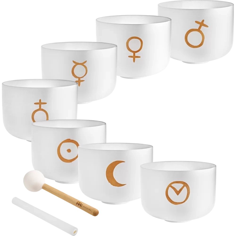 Meinl Planetary Tuned Crystal Singing Bowls - Chakra Set