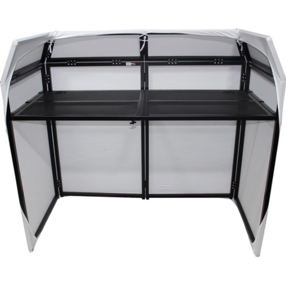 ProX XF-MESA MK2 DJ Facade Table Station includes White and Black Scrim