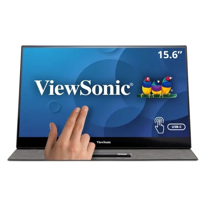 Viewsonic TD1655 15.6" Portable Touch Monitor  Full HD 1080p, USB-C 2-Way Power, Frameless, Built-In Stand