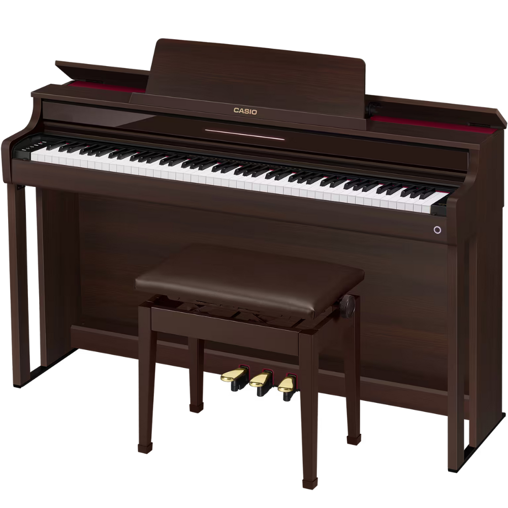 Casio AP-550BN Celviano 88-note Upright Style Cabinet Digital Piano, 26 tones bench included - Rosewood-style Brown