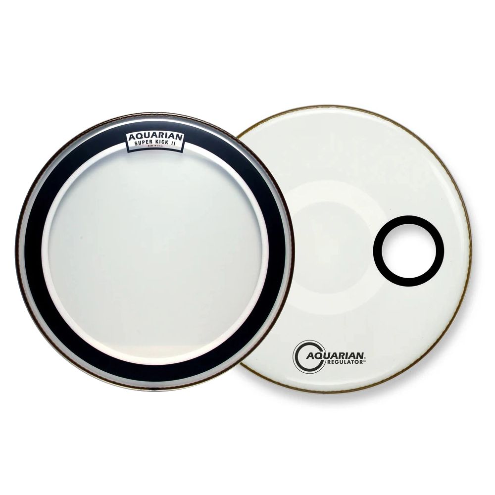 Aquarian Super Kick II and Regulator Drumhead Pack, White - 22''