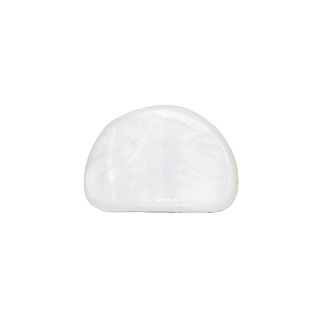 Gold Tone C - Style Half Moon Button White Pearl