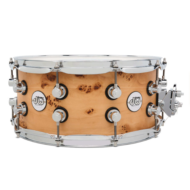 DDEM6514MB-L26 - Design Series 6.5" x 14" Snare Drum Natural Mapa Matte Birch Shell- Exotic Mapa Burl