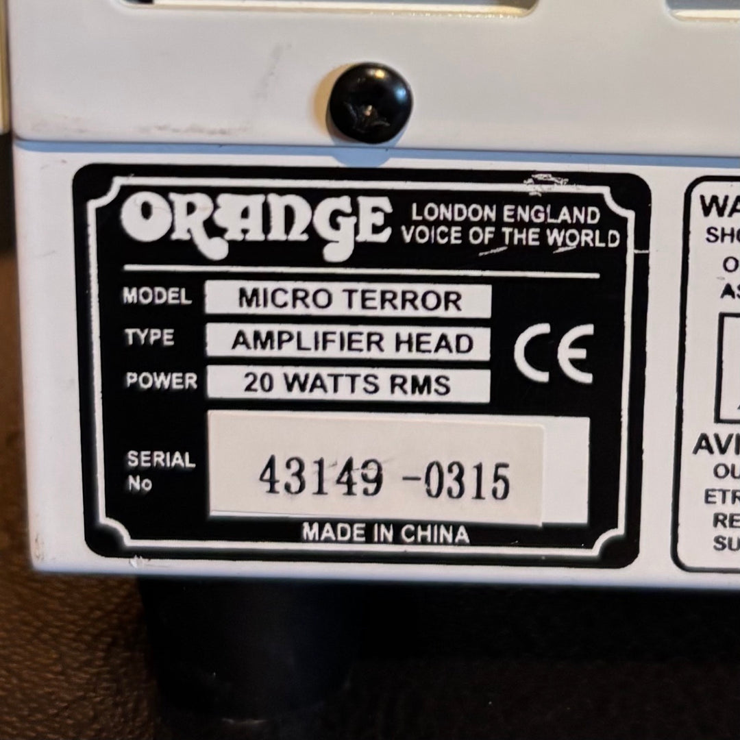 Orange - Micro Terror Hybrid 20 MINI GTR Head w/ Power Supply - USED