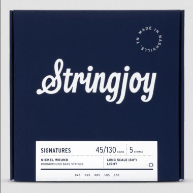 Stringjoy Light Gauge (45-130) 5 String Long Scale Nickel Wound Bass Guitar Strings