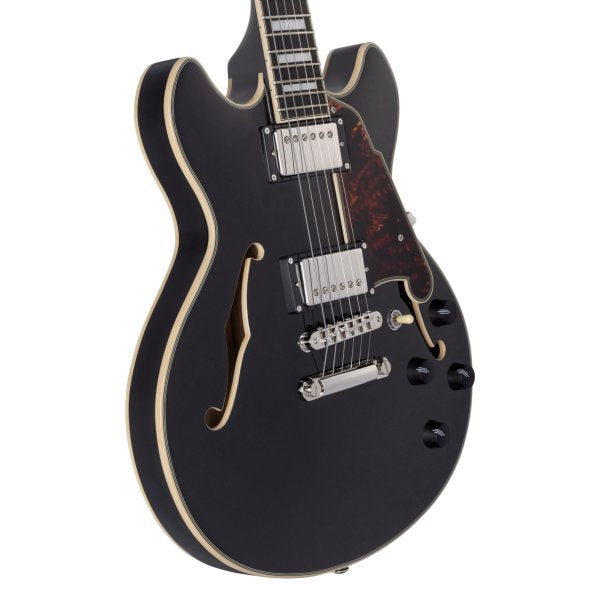 D'Angelico Premier Mini DC Double Cutaway Semi-hollow Electric Guitar (Black Flake)