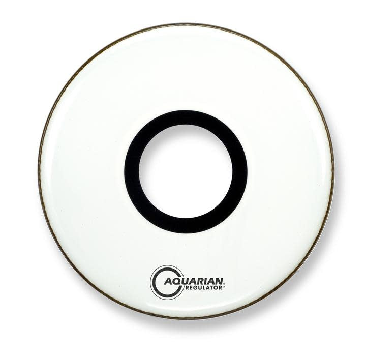 Aquarian PTCC18BWH  7" Center Port, White Video Gloss 10mil Single Ply Resonant Bass Drumhead