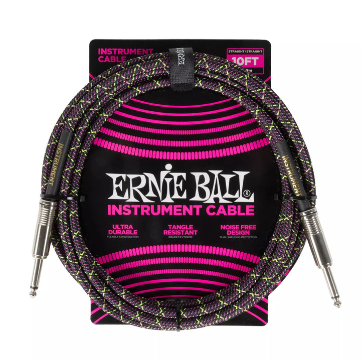 Ernie Ball 6427EB EB 10' Braided Cable Instrument Cable Straight/Straight - PurplePython