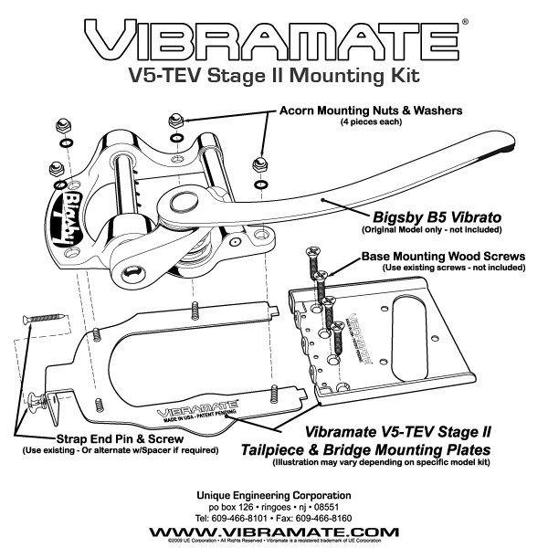 Allparts TP-3747 Vibramate® V5-TEV-2 for Bigsby® and Telecaster® Left-handed
