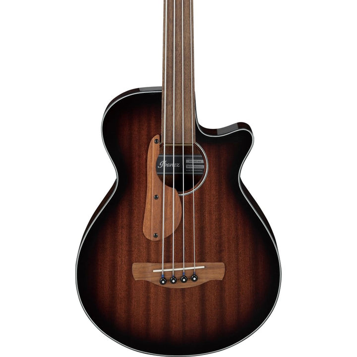 Ibanez AEGB24FEMHS Acoustic/Electric Fretless Bass Guitar - Mahogany Sunburst