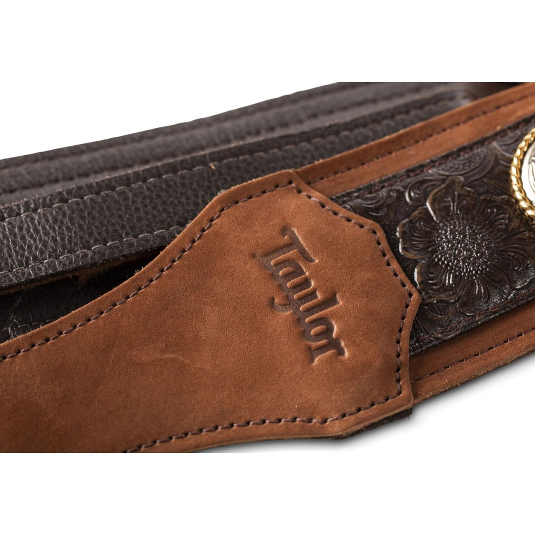 Taylor Guitars 3'' Grand Pacific Leather Strap, Nickel Conchos - Brown