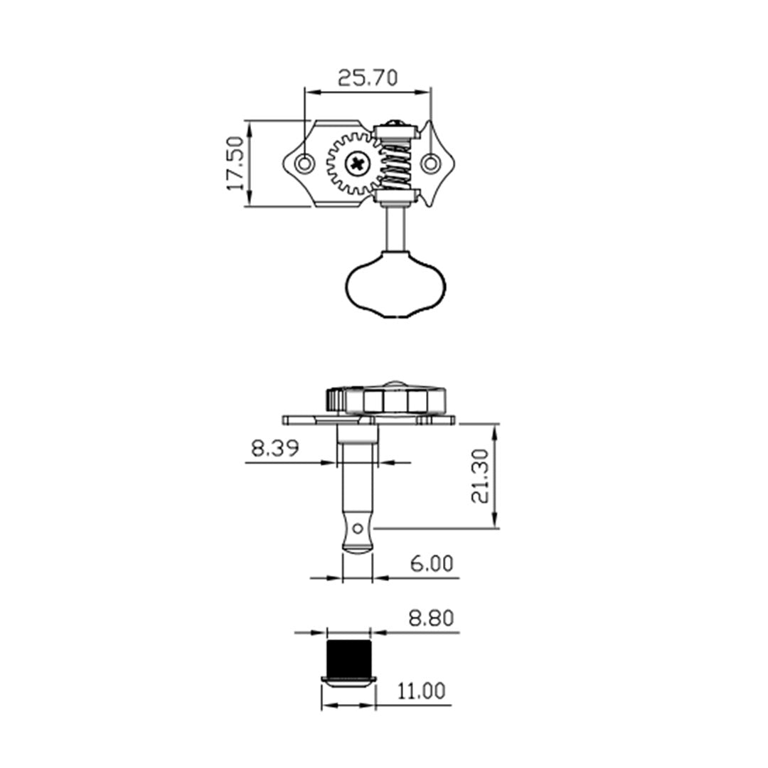 Allparts TK-7910-001 True-Tune Open Gear Keys - 3x3