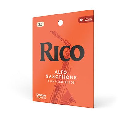 D'addario Rico Organic Alto Saxophone Reeds Strength 2.5 (3-Pack)