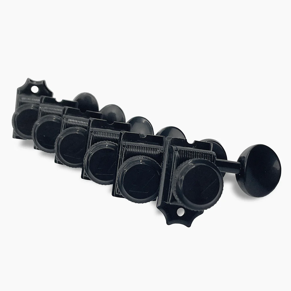 Allparts TK-7105-003 True-Lok Vintage Style Locking Tuners - 6-in-line, Staggered Posts, Black
