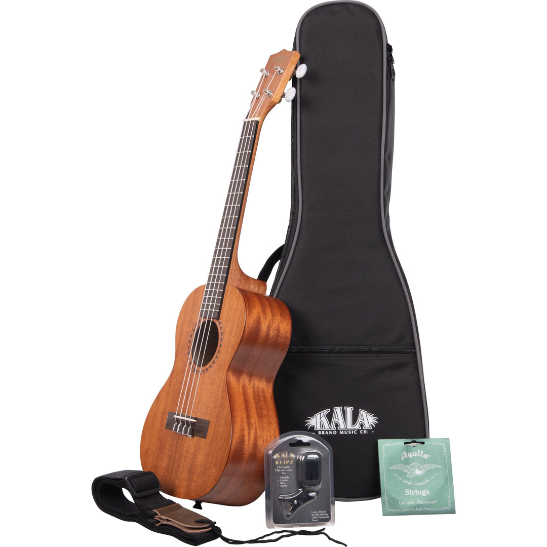 Kala Spruce Top Tenor No Binding Bundle w/ Bag, Tuner, Strap & Strings