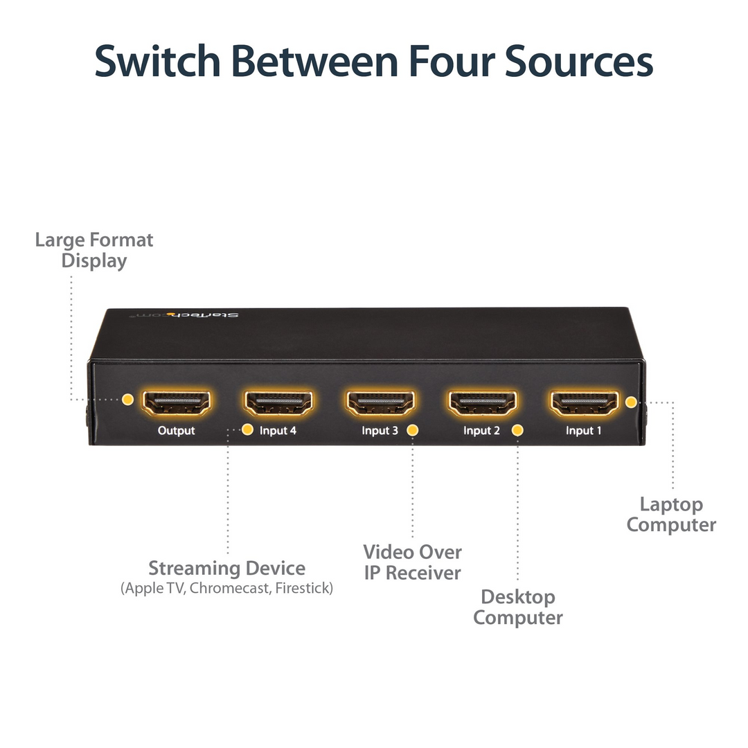 Startech VS421HD20 4 PORT HDMI AUTO SWITCHER 4 PORT HDMI AUTO SWITCHER