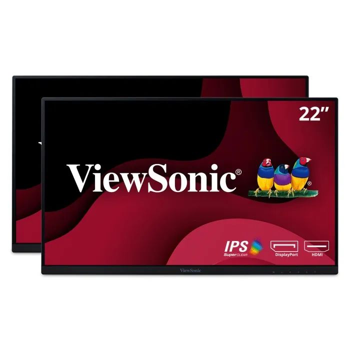 Viewsonic VA2256-MHD_H2 22" Dual Pack IPS Monitor  Frameless, 1080p, HDMI + DisplayPort, ECO Packaging
