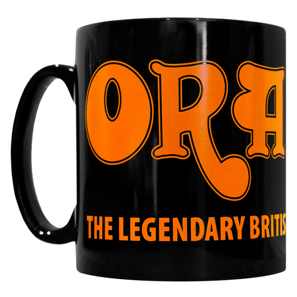 Official Orange logo coffee mug in black. Official Orange branded merchandise.