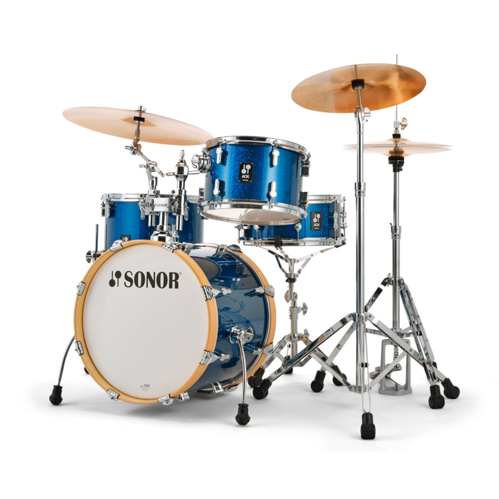 Sonor AQX Jazz Set 4-Piece Drum Kit  with Cymbal / Tom Holder - Blue Ocean Sparkle