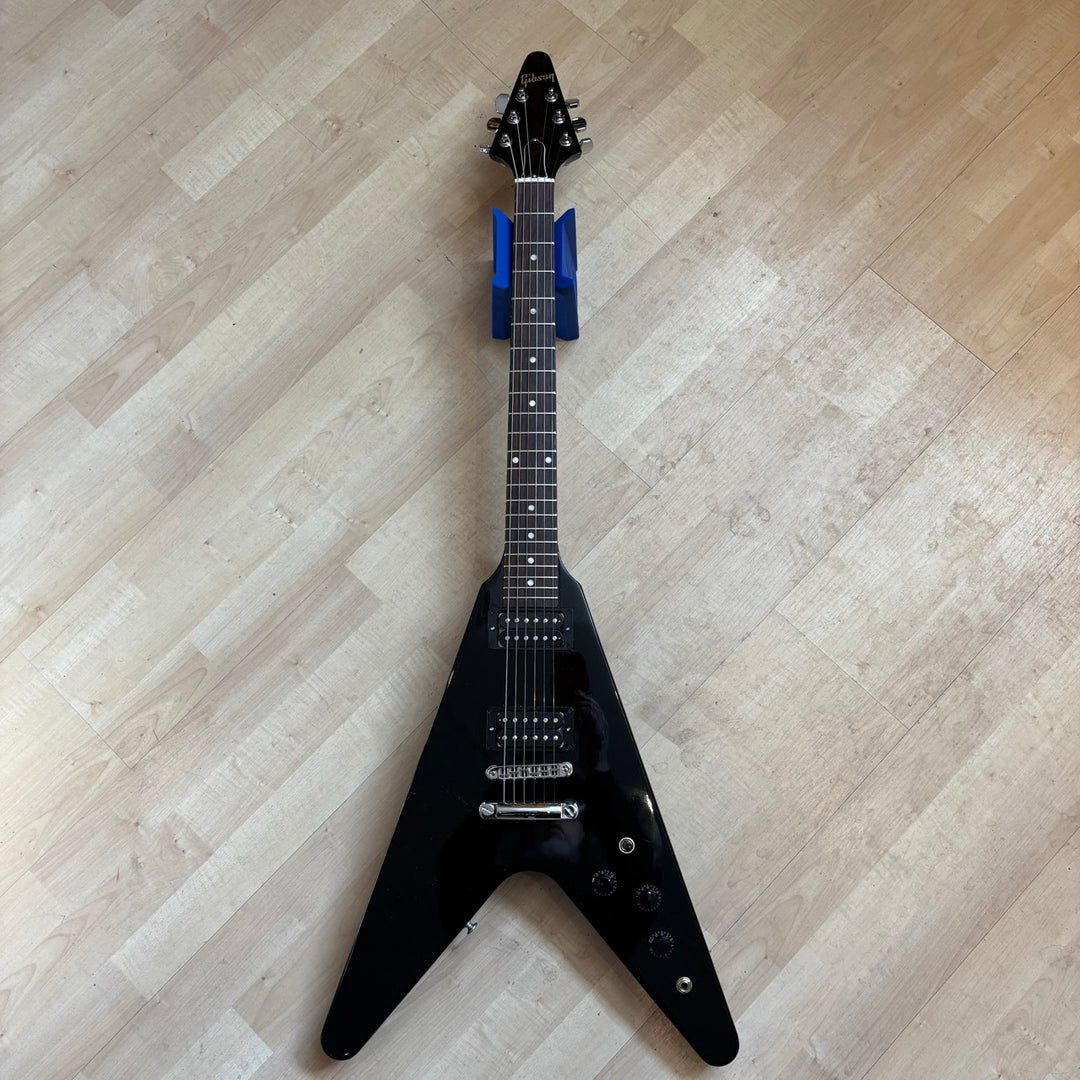 Gibson - 80s RI Flying V - Ebony w/ Brown Deluxe Gibson HD Case  & Case Candy (2023-Demo)