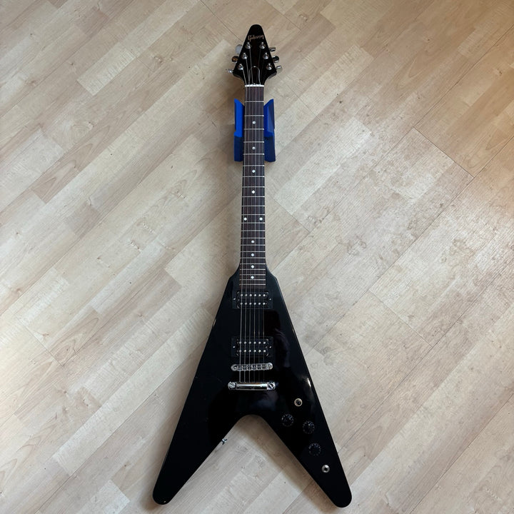 Gibson - 80s RI Flying V - Ebony w/ Brown Deluxe Gibson HD Case  & Case Candy (2023-Demo)