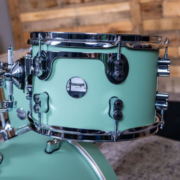 PDP Concept Maple Finish Ply CM Bop Kit Shell Pack w/ Chrome Hardware (14x18 w/ BDM, 8x12, 14x14FT) - Satin Seafoam