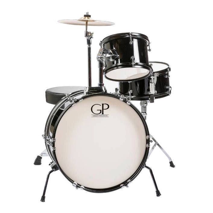 Granite Percussion Junior 3-Piece Drum Kit (16,10,SD) with Cymbals and Hardware - Black