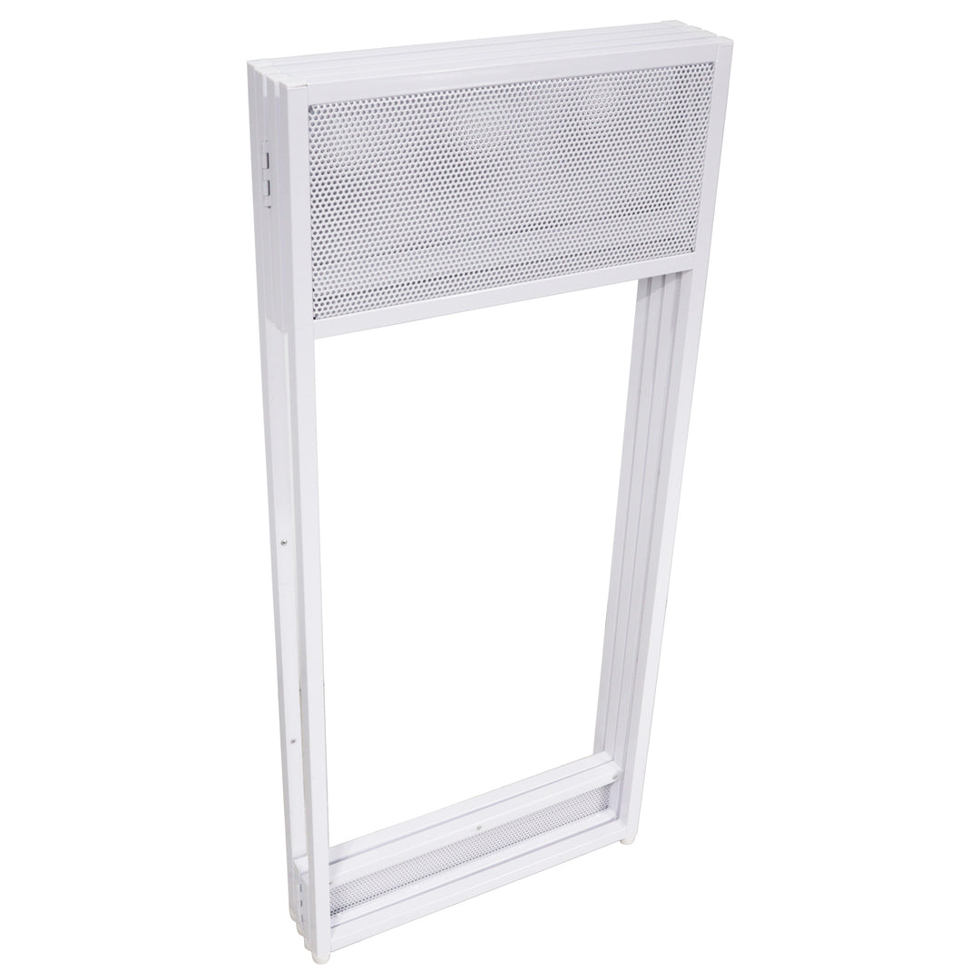ProX XF-VISTA WH VISTA White DJ Booth Facade Table Station with White/Black Scrim Kit and Padded Travel Bag