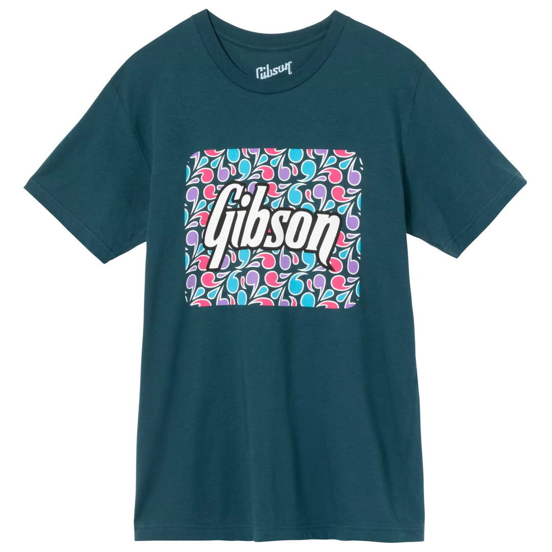 Gibson Floral Block Logo Teal Tee - SM