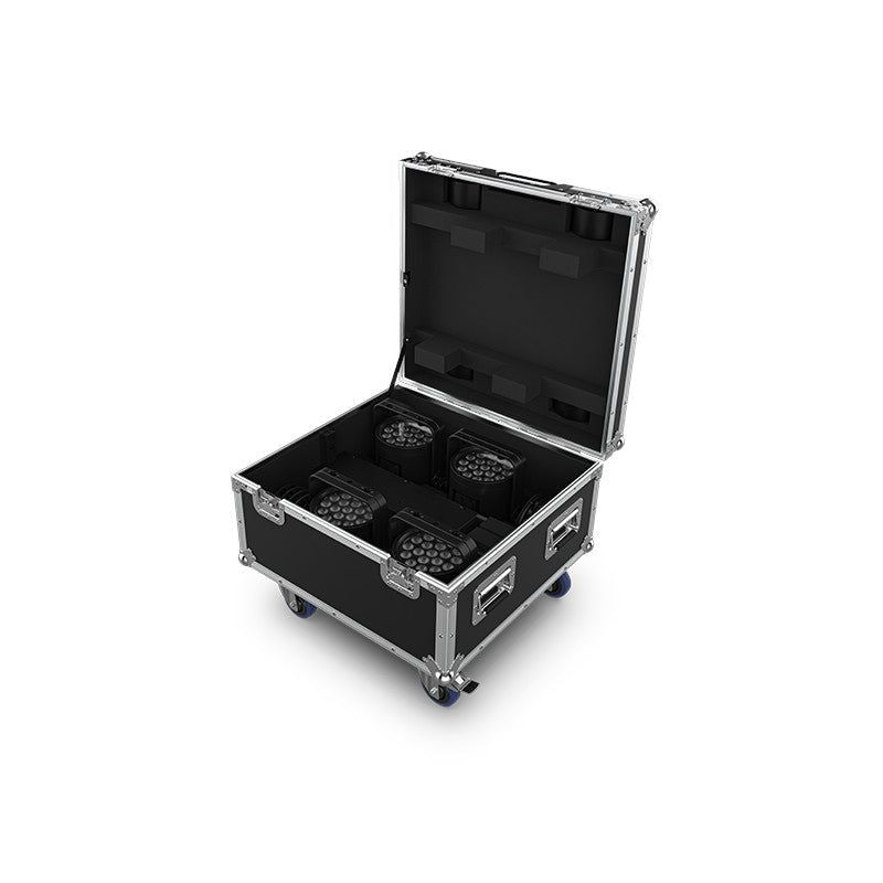 Chauvet Pro WELL-POD3X4 Kit of (4) battery-operated black IP65 rated batten style fixtures in charging case with RF remote