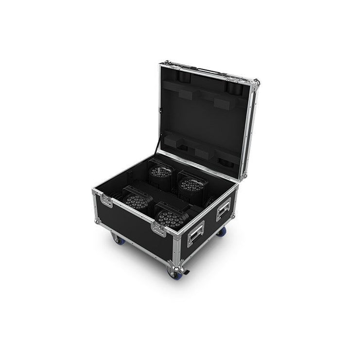Chauvet Pro WELL-POD3X4 Kit of (4) battery-operated black IP65 rated batten style fixtures in charging case with RF remote