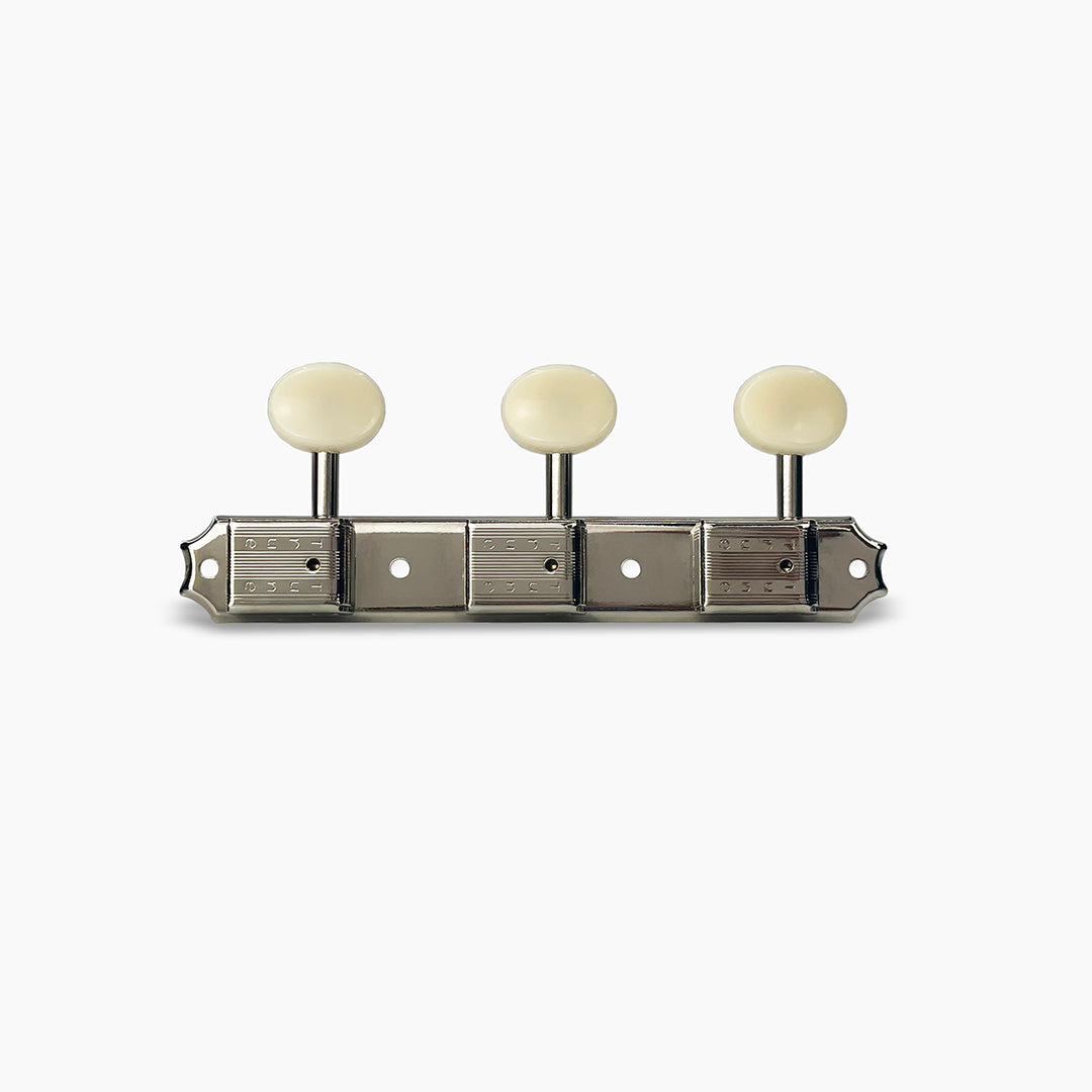 Allparts TK-7112-001 True Tune Vintage Style Strip Tuners, 3x3, Nickel