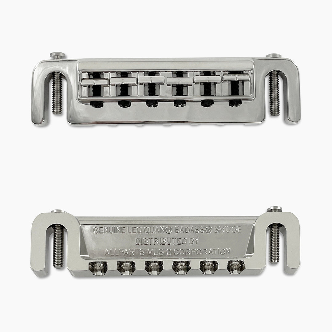Allparts GB-3347-M01 Leo Quan® Badass Wraparound™ Guitar Bridge with Metric Locking Studs - Nickel