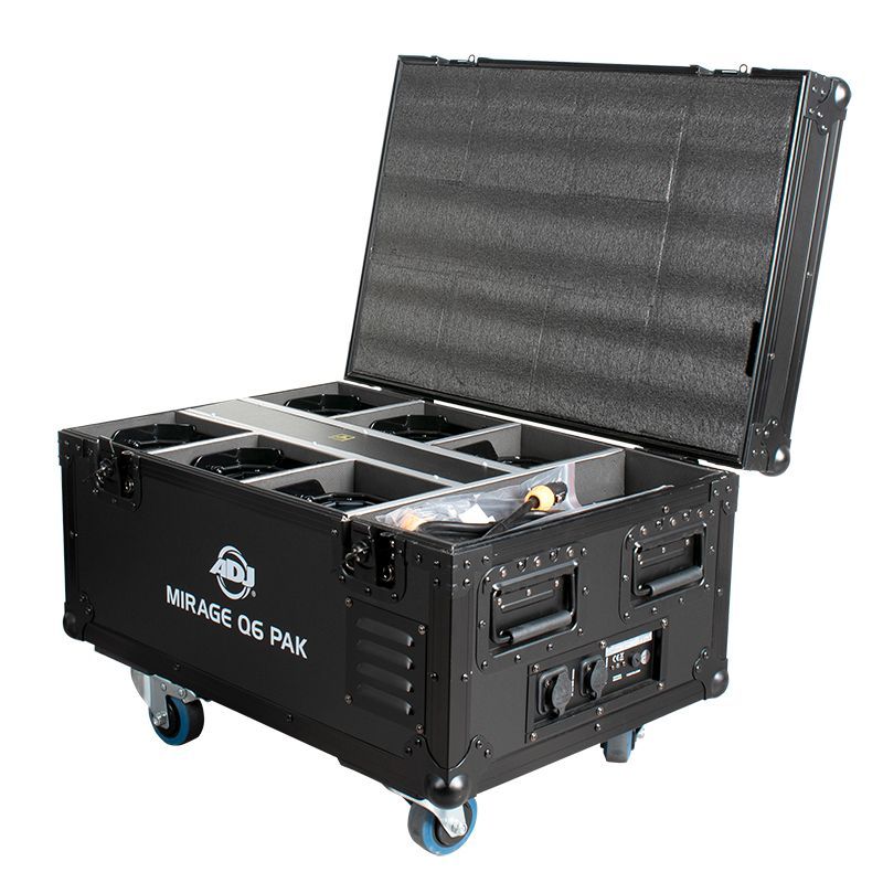 ADJ MIRAGE-Q6-PAK-BLACK 6 MIRAGE-Q6-IP Fixtures w/ Flight Case - Black