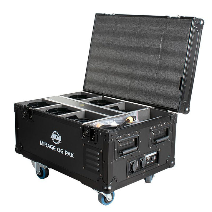 ADJ MIRAGE-Q6-PAK-BLACK 6 MIRAGE-Q6-IP Fixtures w/ Flight Case - Black