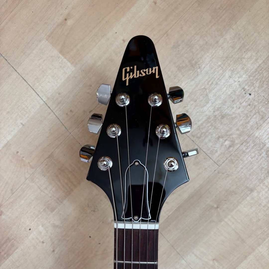Gibson - 80s RI Flying V - Ebony w/ Brown Deluxe Gibson HD Case  & Case Candy (2023-Demo)
