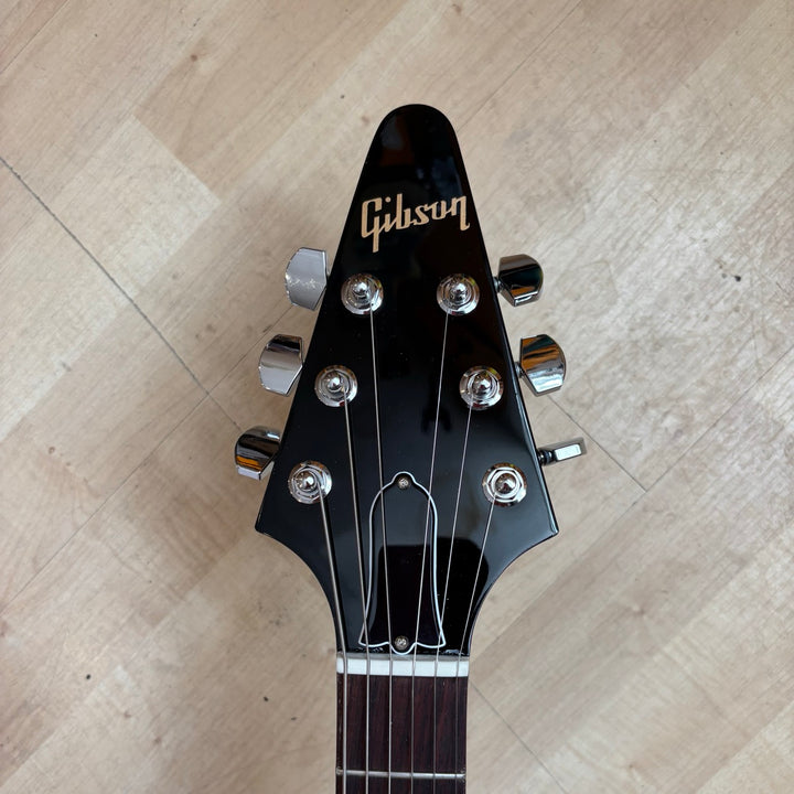 Gibson - 80s RI Flying V - Ebony w/ Brown Deluxe Gibson HD Case  & Case Candy (2023-Demo)