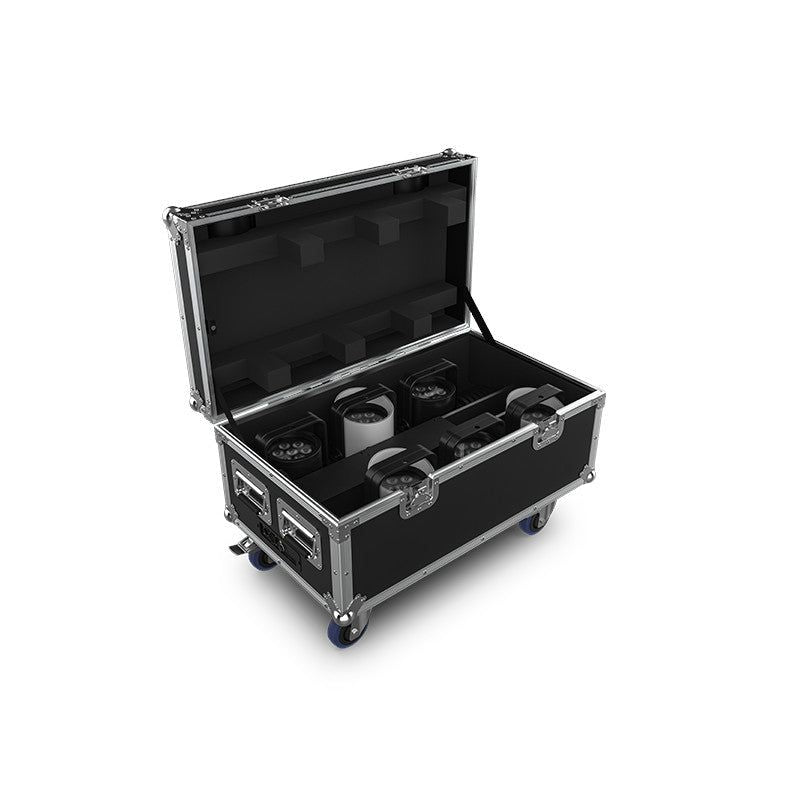 Chauvet Pro WELL-POD2X6 Kit of (6) battery-operated black IP65 rated batten style fixtures in charging case with RF remote